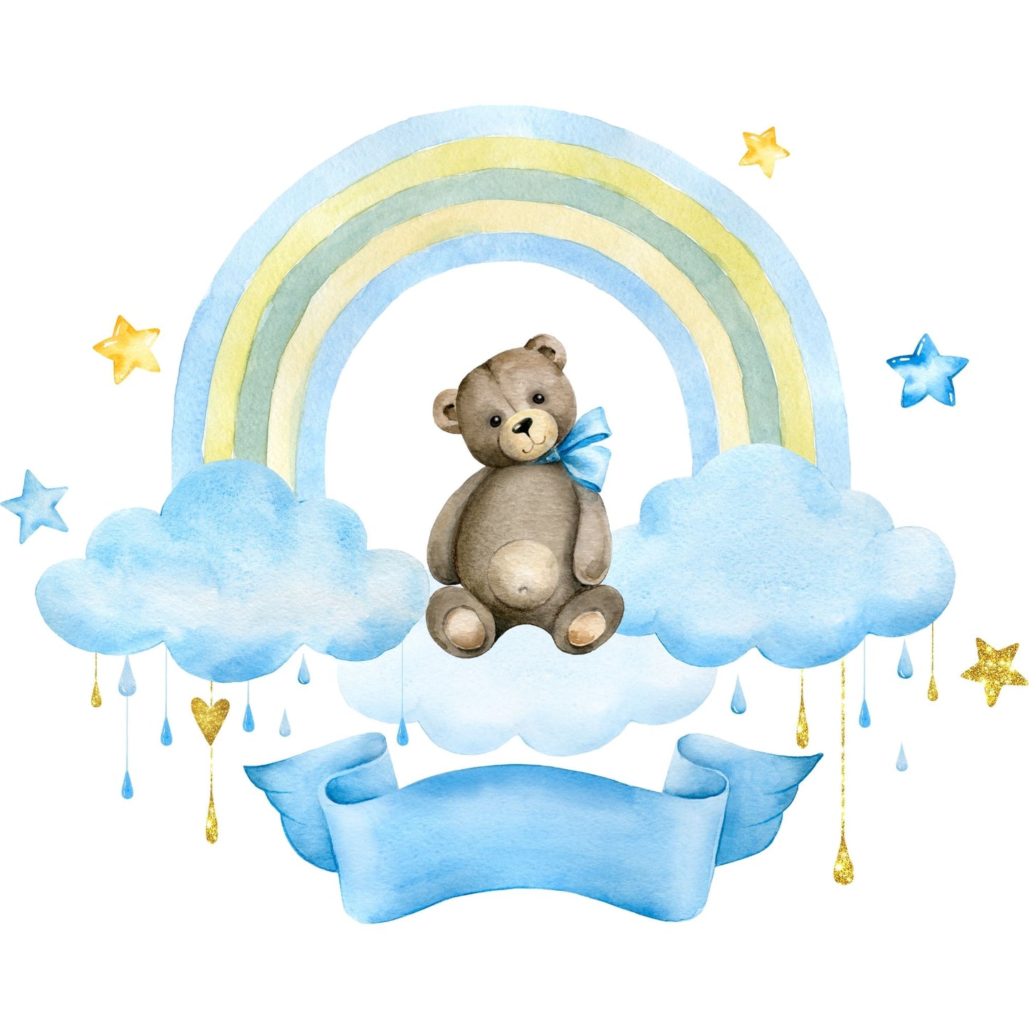 Baby Tote Bag Teddy Bear with Blue Ribbon