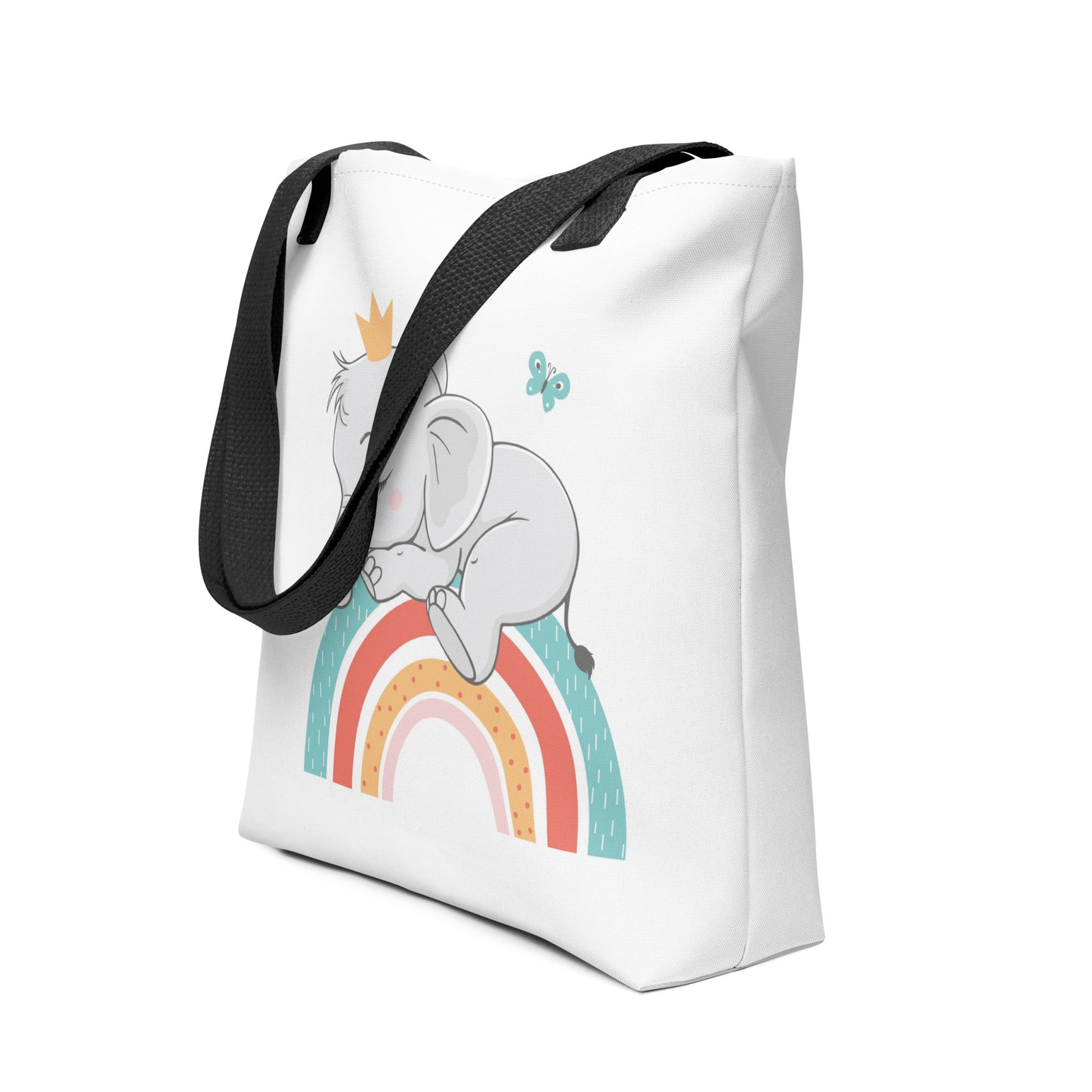 Baby Tote Bag Elephant Sleeping on Rainbow