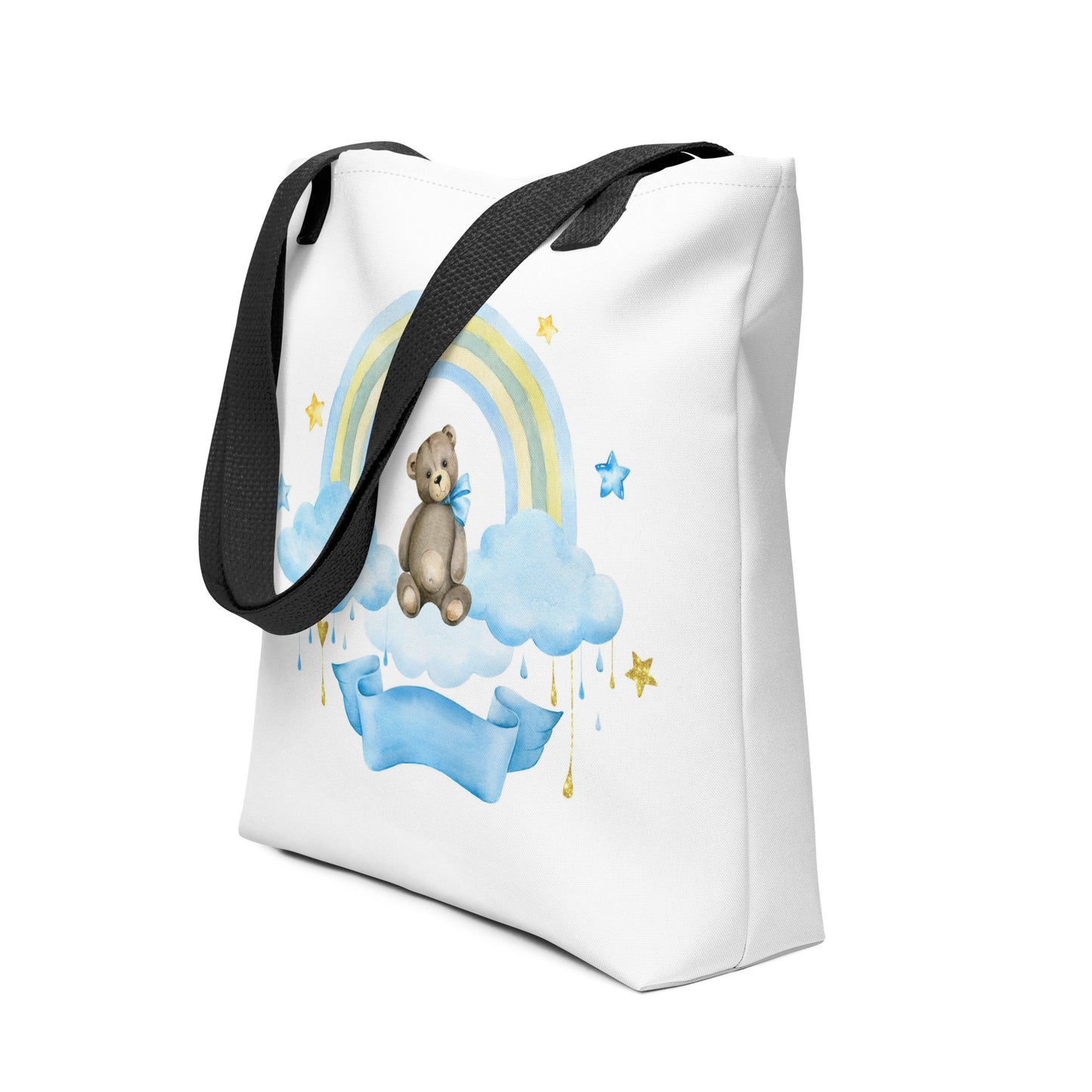 Baby Tote Bag Teddy Bear with Blue Ribbon