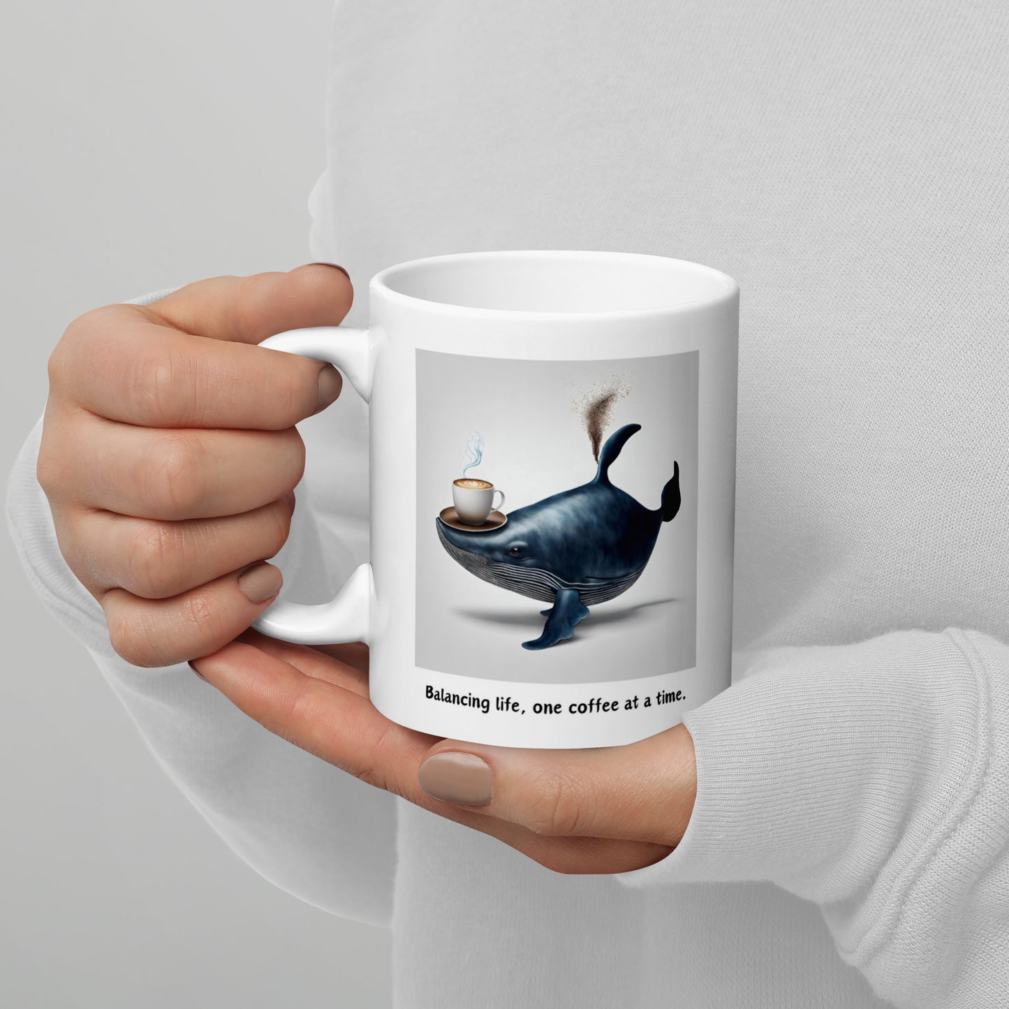 Pick Me Up Quote with Whale In Coffee Mug