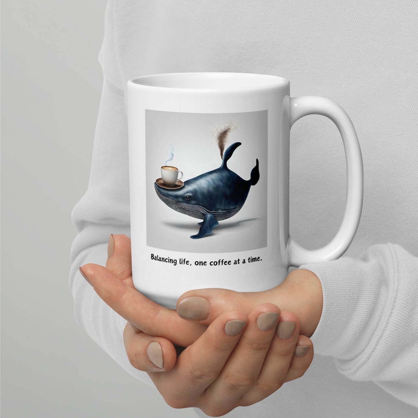 Pick Me Up Quote with Whale In Coffee Mug