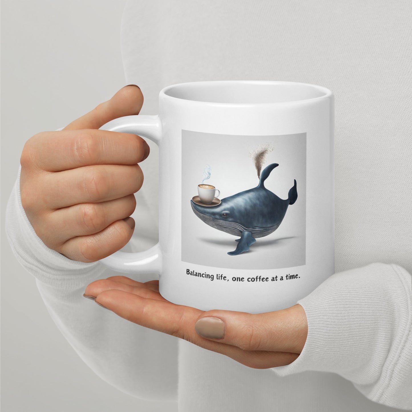Pick Me Up Quote with Whale In Coffee Mug