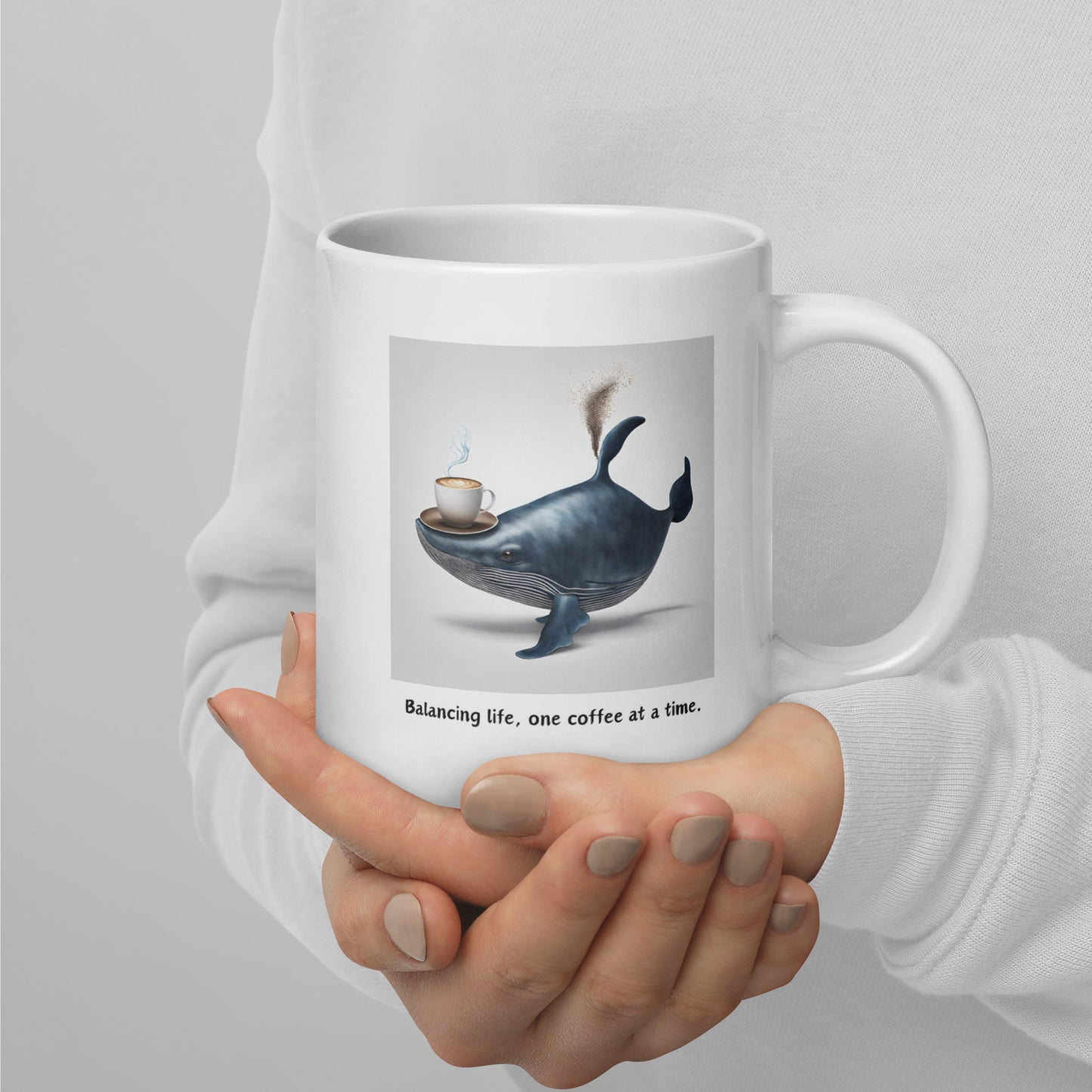 Pick Me Up Quote with Whale In Coffee Mug