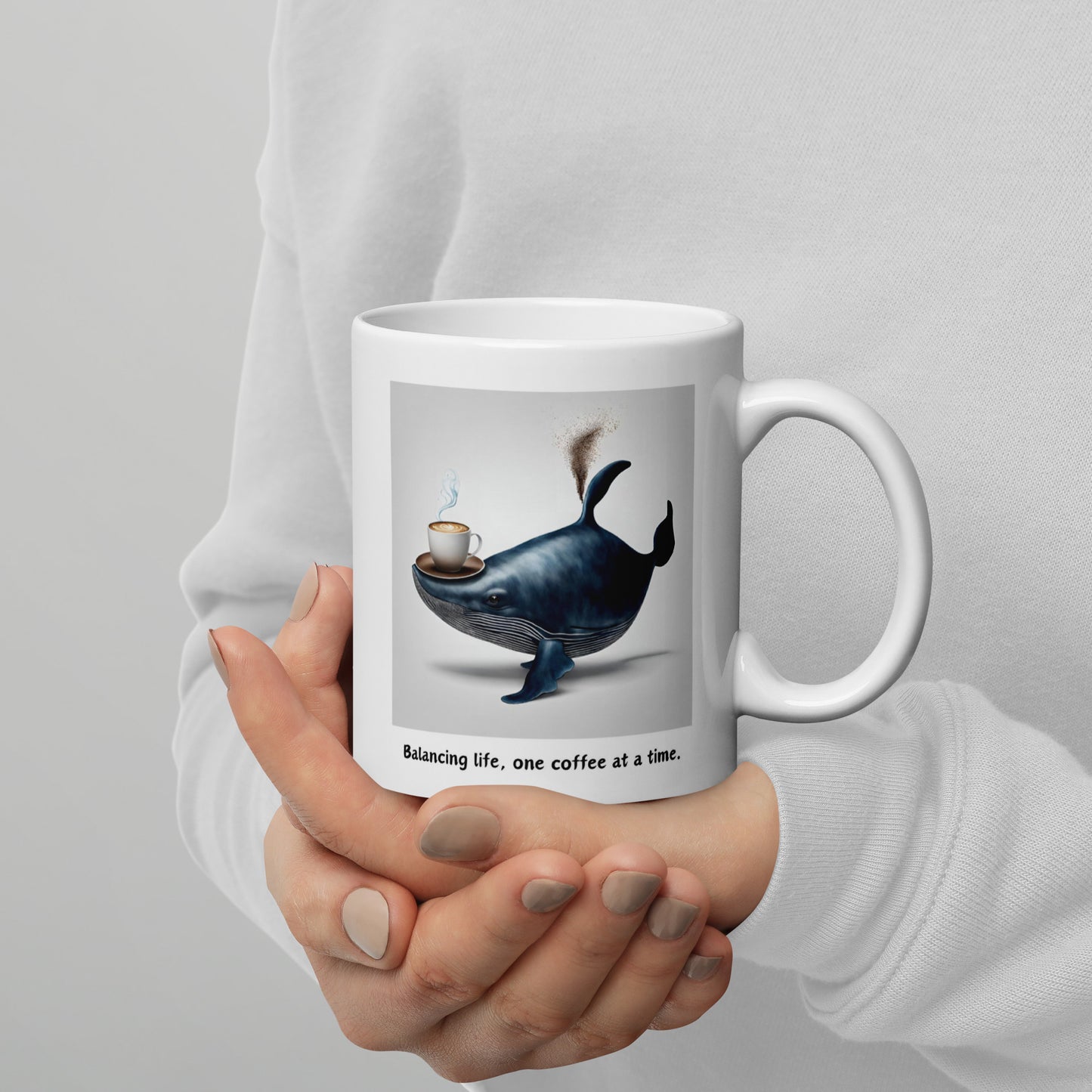 Pick Me Up Quote with Whale In Coffee Mug