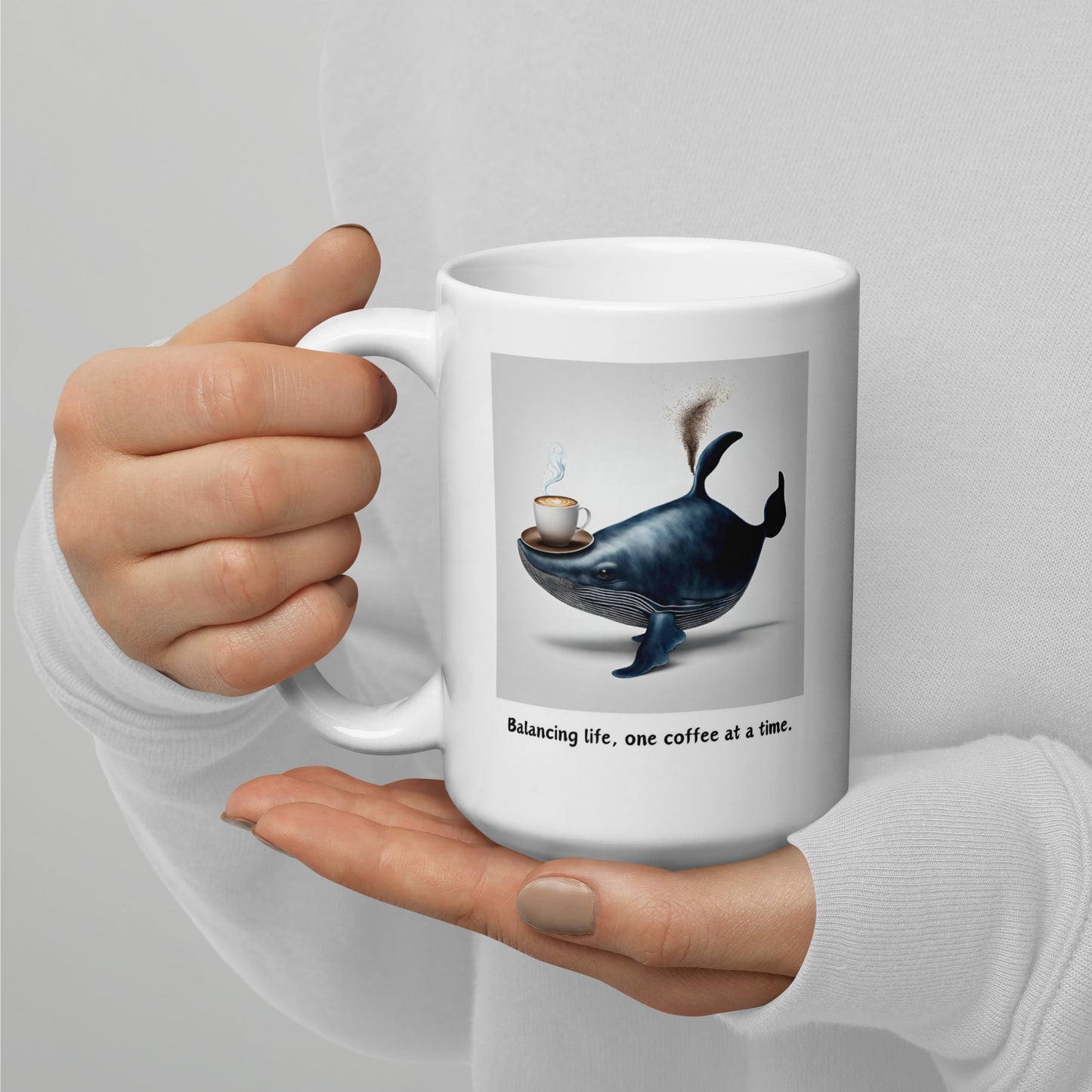 Pick Me Up Quote with Whale In Coffee Mug